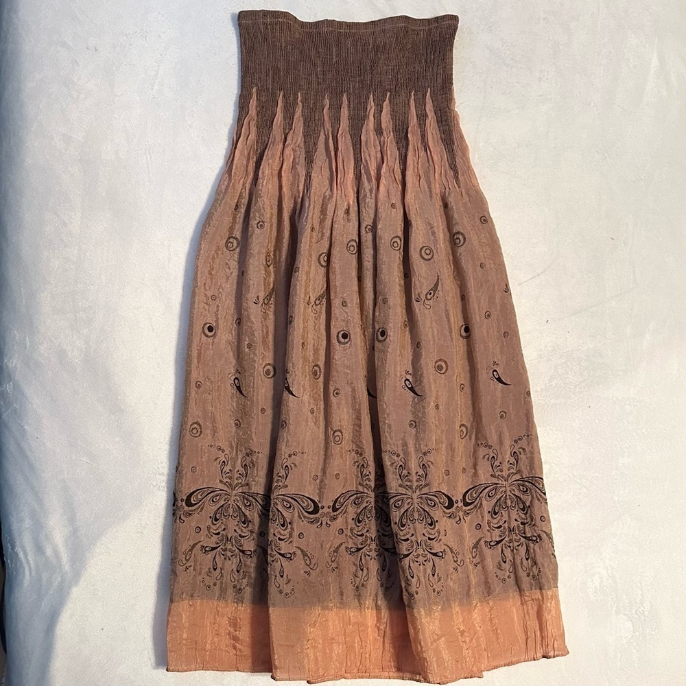 ANTHROPOLOGIE Lapis OS Pink Boho Convertible Tube Dress Cover-Up Maxi Skirt